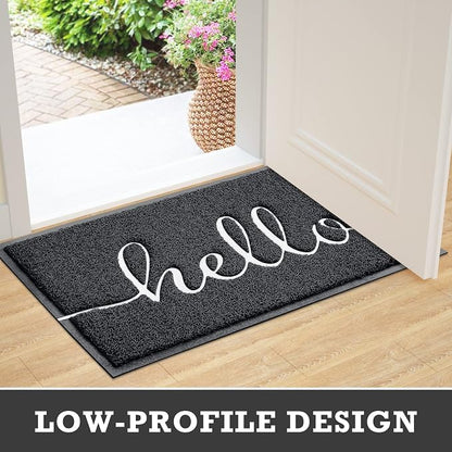 Black Door Mat Welcome Mats Outdoor Indoor Doormat - Image 5