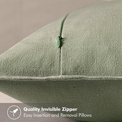 MIULEE Decorative Linen Euro Sham Pillow Covers 26x26 Sage Green | Boho - Image 3