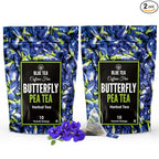 BLUE TEA - Butterfly Pea Flower Tea - 10 Count (Pack of 2) - Pyramid Plant Based Tea Bag | ANTIOXIDANT RICH | Caffeine Free - Detox Tea - Flower Based - Herbal Tea - Non Bitter | Zipper Pack