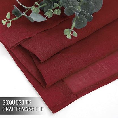 Tollpiz Sheer Tier Curtain Linen Textured Half Kitchen Curtains Sheer Light - Image 7