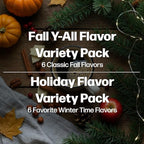 Maud’s Holiday & Fall Flavored Coffee Pods Variety Pack Bundle, 48ct, 11 Assorted Seasonal Flavors, Medium Roast Coffee in Recyclable Single Serve Pods 100% Arabica Coffee, Compatible with Keurig K Cups Maker