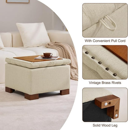 WUTUTUEE 24" Fabric Square Storage Ottoman - Image 5