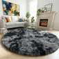 Amdrebio Tie-Dyed Dark Grey Large Round Rug 7Ft by Amdrebio
