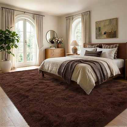 5x7 Brown Fluffy Soft Area Rug Non-Slip - Image 3