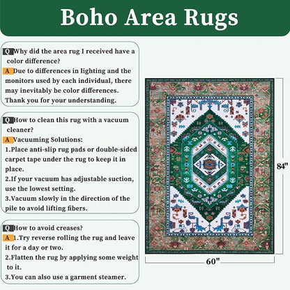SERISSA 5x7 Washable Non Slip Boho Area Rug - Image 2