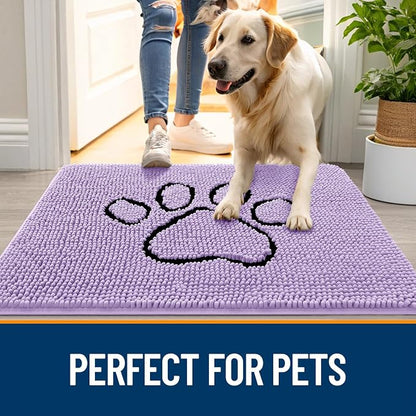 OLANLY Dog Door Mat for Muddy Paws 48x30, Paw Print Design Chenille Mud Mat | - Image 6