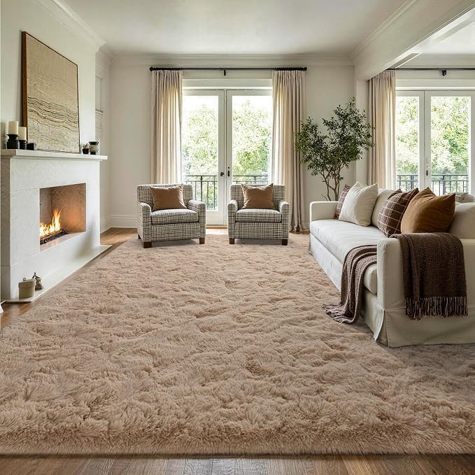 7x10 Large Beige Fluffy Soft Area Rug Non-Slip - Image 3