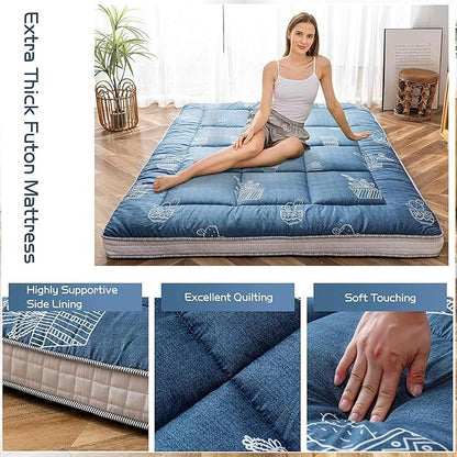 MAXYOYO Grey Cactus Pattern Queen Size Futon Mattress, Japanese Floor Mattress - Image 5