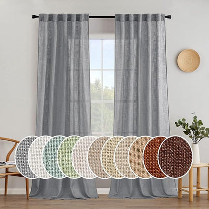 MIULEE Grey Linen Curtains 52x96 Inch Long by MIULEE