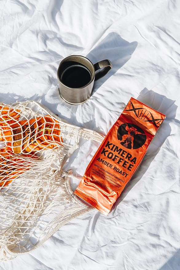 Kimera Koffee - Organic Honey Processed Light Roast Ground Coffee | Amber Blend | Infused with Brain Vitamins |Taurine, Alpha GPC, DMAE, and L-theanine | Enhance Cognitive Stamina | Optimize Focus & Concentration | Enhance Athletic Performance | 12oz