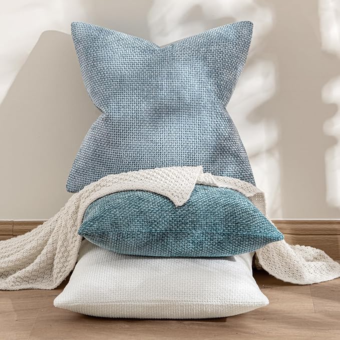 MIULEE Decorative Couch Throw Pillow Covers 20x20 Inch Light Blue 2 Pack | - Image 4
