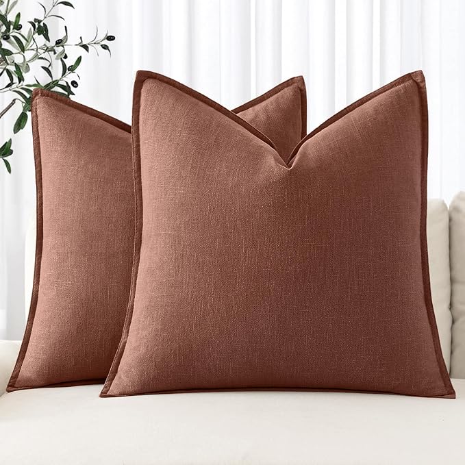 MIULEE Decorative Linen Pillow Covers 18x18 Inch Autumn Glaze | Boho Farmhouse​ by MIULEE