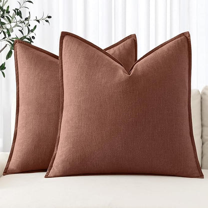 MIULEE Decorative Linen Pillow Covers 18x18 Inch Autumn Glaze | Boho Farmhouse​ by MIULEE