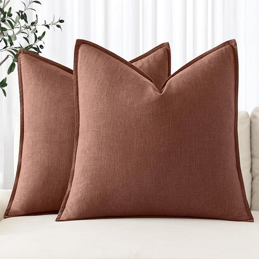 MIULEE Decorative Linen Pillow Covers 18x18 Inch Autumn Glaze | Boho Farmhouse​ by MIULEE