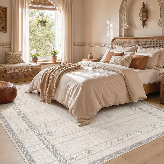 cotiled Boho 5x7 Area Rugs for Living Room: Soft Moroccan Washable Rug | Solve - Image 6