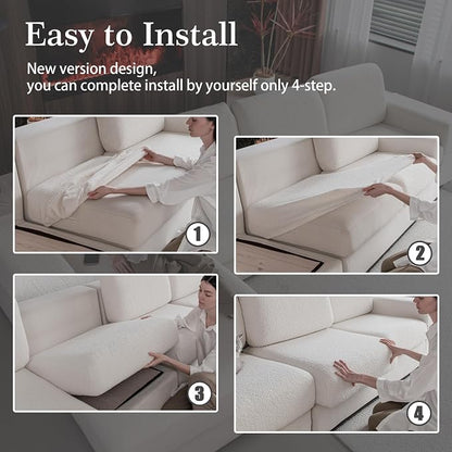 OHSIO Couch Cushion Covers for Sectional Sofa, Stretch Soft Sofa Slipcovers - Image 7