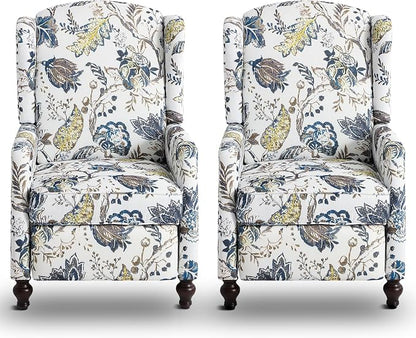 Wingback Recliner Chair, Traditional Push Back Recliner Chair by Consofa