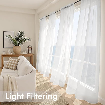 MIULEE 4 Panels White Extra Wide Sheer Curtains 59 x 90 Inches | Light Filtering - Image 4