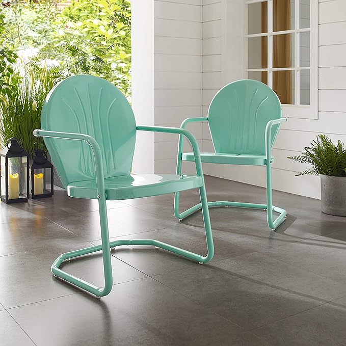 Crosley Furniture Griffith Outdoor Chair, Retro Metal Patio Chairs - Image 8