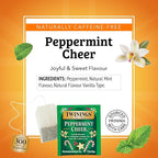 Twinings Peppermint Cheer Herbal Tea Individually Wrapped Bags, 20 Count (Pack of 6), Peppermint & Creamy Vanilla, Naturally Caffeine-Free, Enjoy Hot or Iced, 120 Teabags