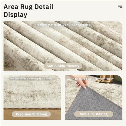 Soalmost Abstract 6x6 Round Rug 6ft Circle Living Room Rugs, Low Pile Stain - Image 6