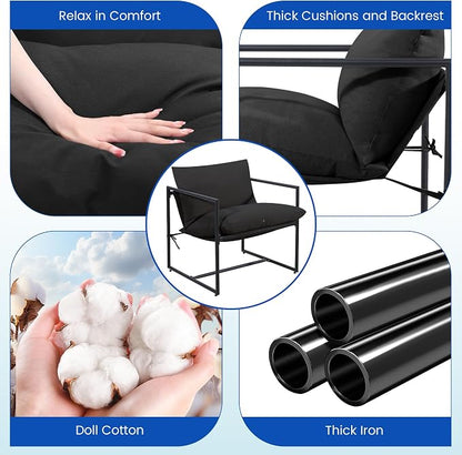Kromax Sling Accent Chair, Cozy Living Room Chairs, Square Metal Frame - Image 5