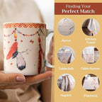 Maison d' Hermine Coffee Mug with Handles Fine Bone China Mugs Pack of One Tea Cups for Hot Beverages Cappuccino Latte Home Restaurant Office Perfect for Gift (Ibiza - Beige - Feather, 15 Ounce)