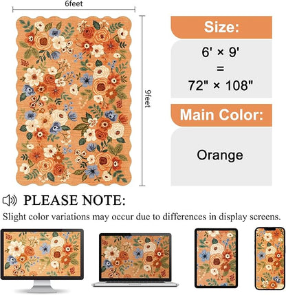 DUKINO 6x9 Area Rugs, Floral Washable Rug - Image 2