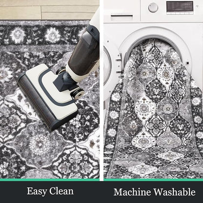 HEBE Hallway Runner Rug 2'x6', Washable Non Slip Kitchen Rug Runner | Soft Boho - Image 4