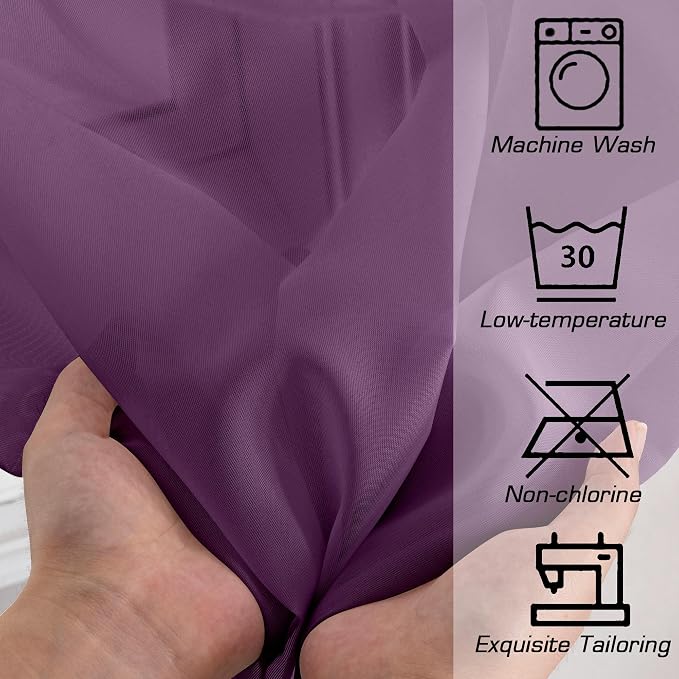 Simplebrand Plum Sheer Curtains 63 Inch Length 2 Panels, Rod Pocket Solid Color - Image 7