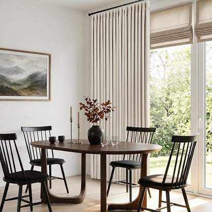 60 Inch Wide Pinch Pleated 100% Blackout Curtains 96 Inches Long, Natural | by Twodrapes