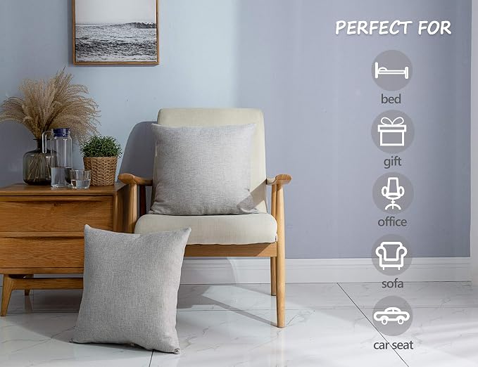 Stellhome Pack of 2 Burlap Throw Pillow Covers Farmhouse Linen Cushion Covers - Image 3