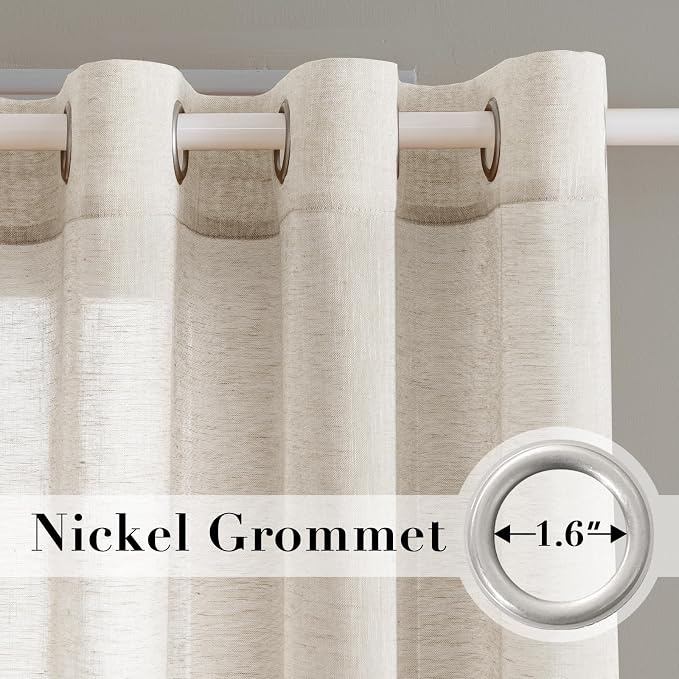 H.VERSAILTEX Natural Linen Sheer Curtains Flax Linen Blended Curtain Panels - Image 2