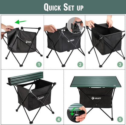 VILLEY Portable Camping Side Table, Ultralight Aluminum Folding Beach Table - Image 6