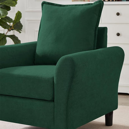 Mid-Century Accent Chairs Set of 2, Modern Linen Fabric Armchair - Image 6