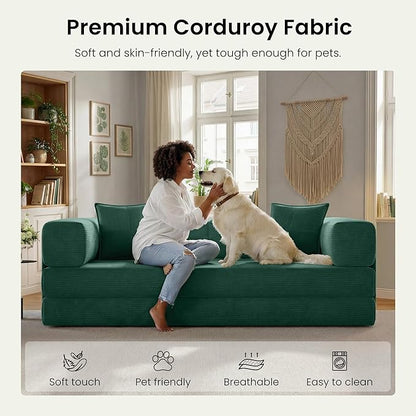 78.8" Convertible Sofa Bed, Corduroy Futon Couch - Image 6