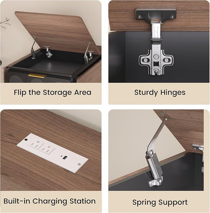 ModernMate 3-in-1 Folding Desk & File Cabinet, Fluted Multi-Storage Workspace - Image 4