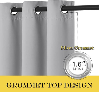 NICETOWN Silver Gray Sliding Door Curtains 108 inches Long - Image 3