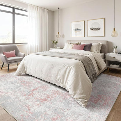 LOONGRUG 7x9 Area Rug Washable Large Neutral Modern Living Room Rugs | Abstract - Image 4