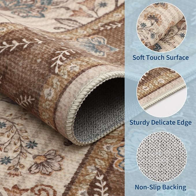 GarveeHome 2x6 Washable Runner Rug Brown Non Slip Kitchen Runner | Hallway Soft - Image 4