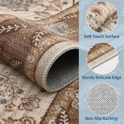 GarveeHome Small Brown Entryway Rug 2x3 Washable Front Door Rug Doormat | Low - Image 5