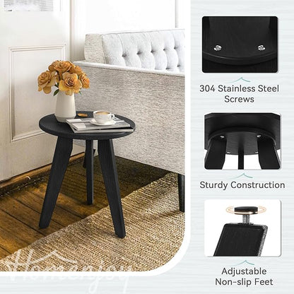 HDPS Outdoor Side Table, Small Round Side Table Weather-Resistant, Outdoor Side - Image 5