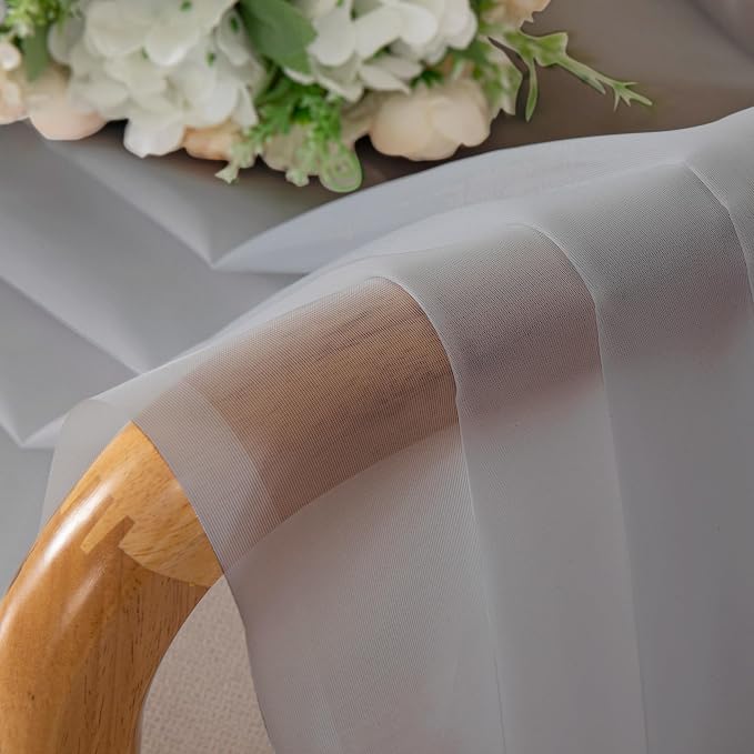 Light Grey Sheer Curtains 54 Inch Length - Image 5
