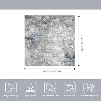 12x12 Square Area Rug for Living Room, Washable Modern Rug, square rooms - Image 2
