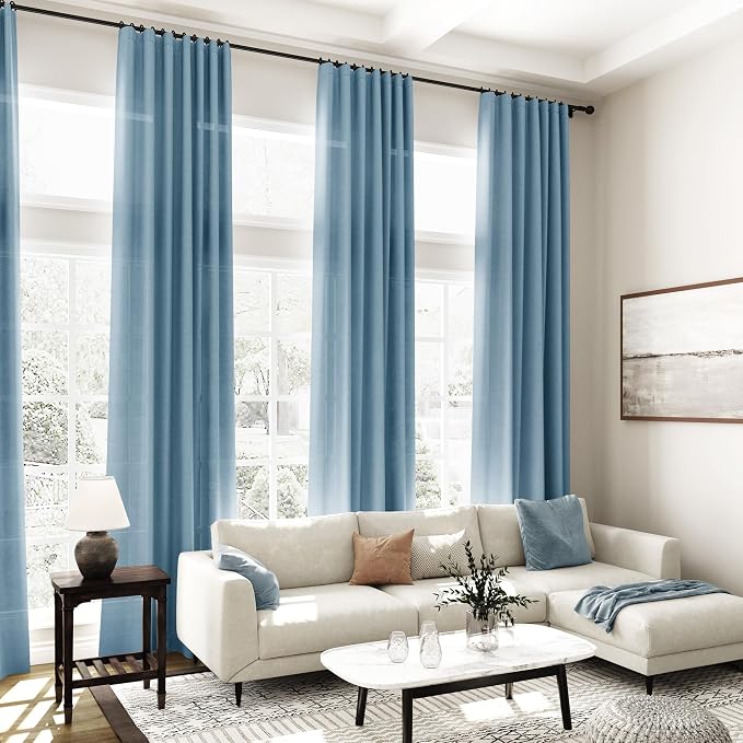 Blue Curtains 144 Inches Long 2 Panels - Image 2
