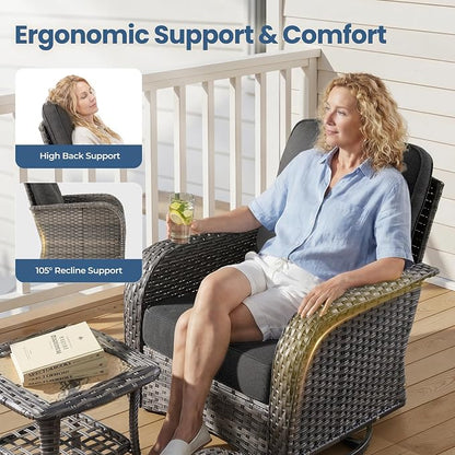 Weaxty 7 Pieces Patio Furniture Set, Wicker Outdoor Swivel Rocking Chairs - Image 4