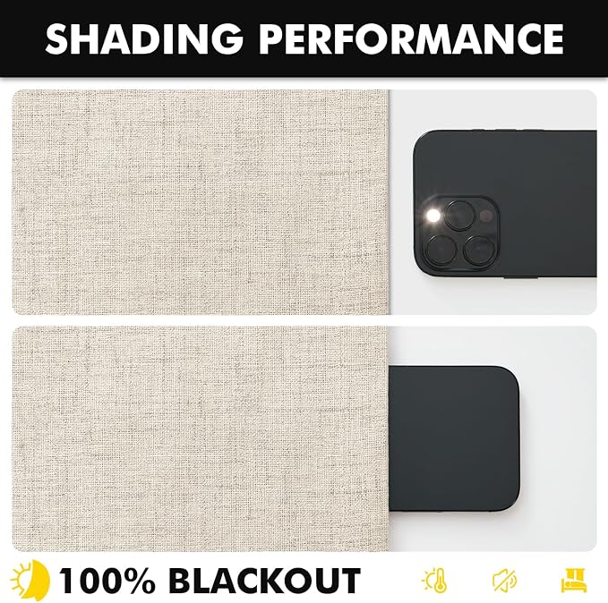 MIULEE 100% Blackout Linen Curtains 42 x 96 Inch Linen Beige 2 Panels | Thermal - Image 7