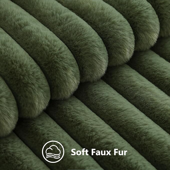 decorUhome Fall Faux Fur Throw Pillow Covers 20x20 Set of 2 Olive Green | - Image 7