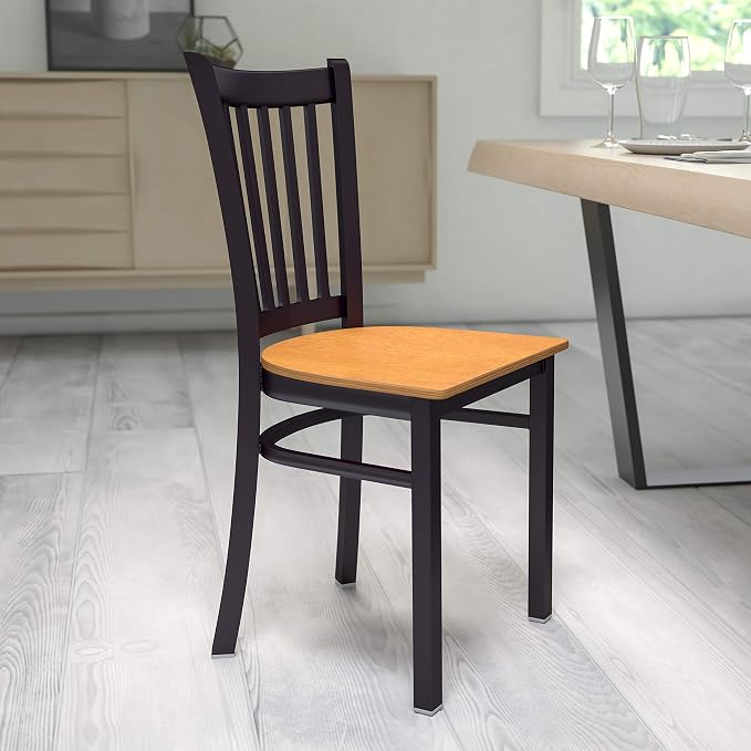 Flash Furniture HERCULES Series Black Vertical Back Metal Restaurant Chair - Image 2