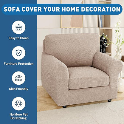 XINEAGE Large Couch Cushion Covers Seat Cushion Cover Thick Stretch Sofa - Image 7